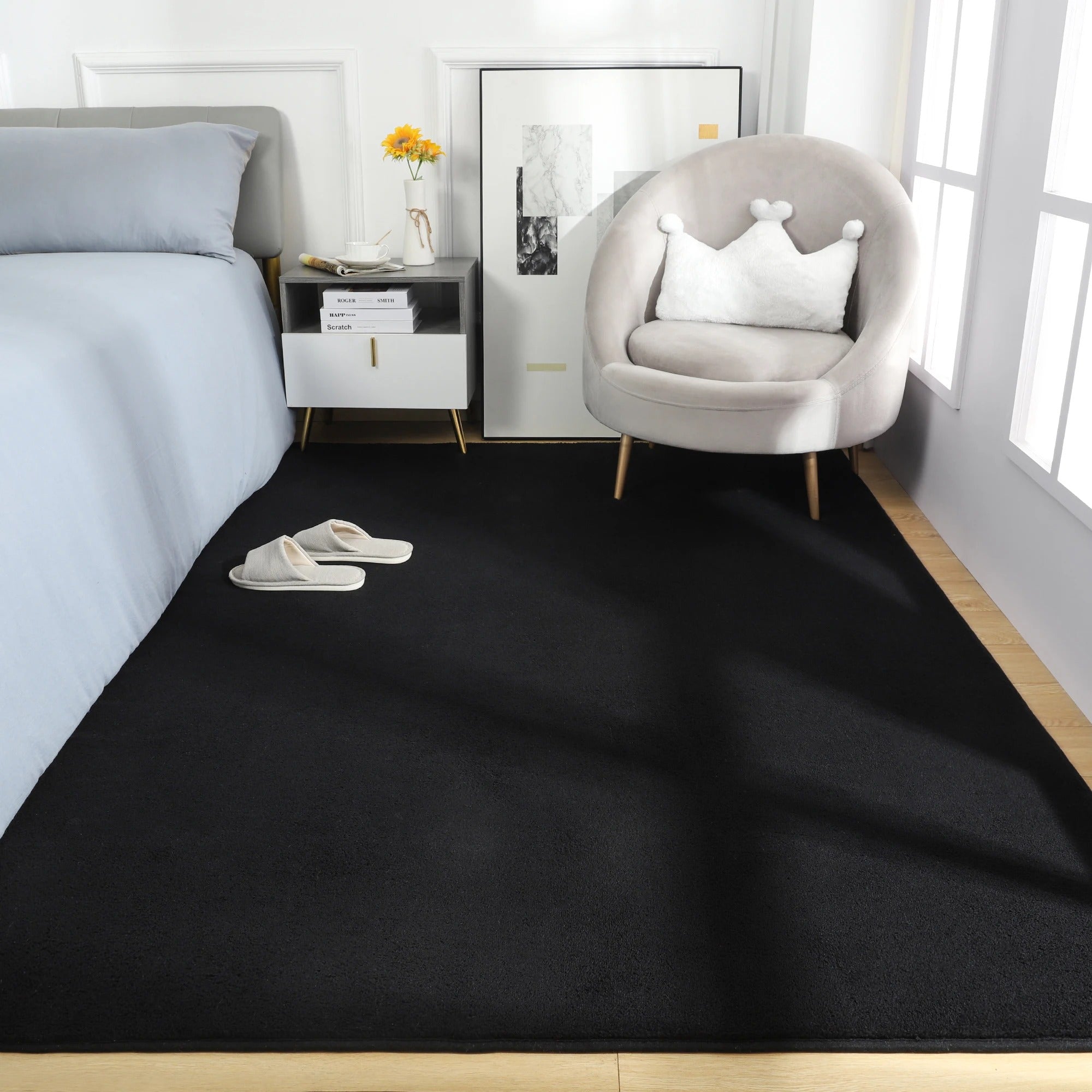 Black Carpet Nonslip Rug - Snagrio