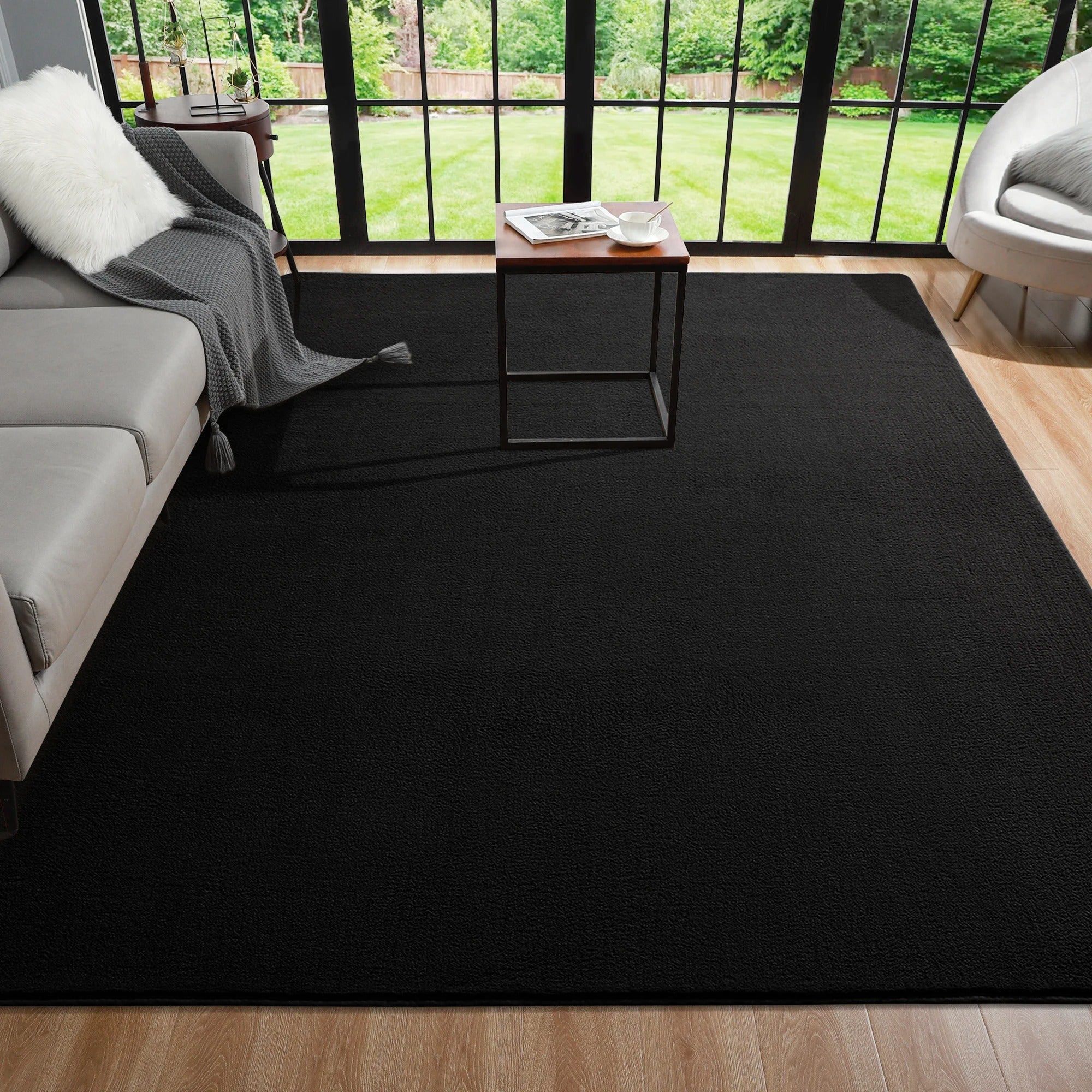 Black Carpet Nonslip Rug - Snagrio