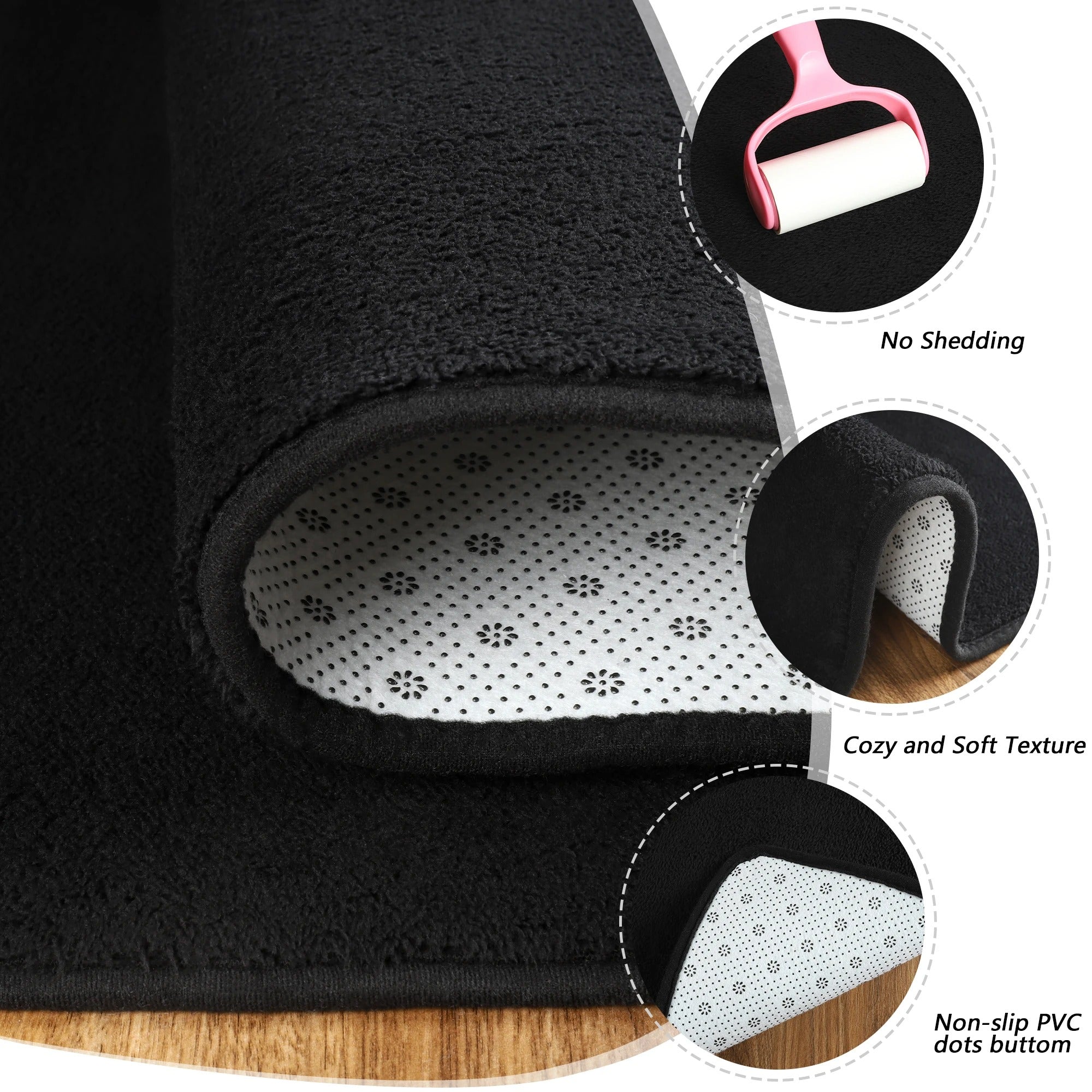 Black Carpet Nonslip Rug - Snagrio